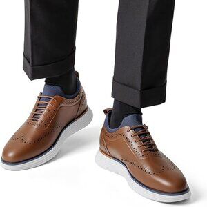 Bruno Marc Maxflex Oxford Wingtip Brogue Dress Sneaker - Brown - Men's Size 11